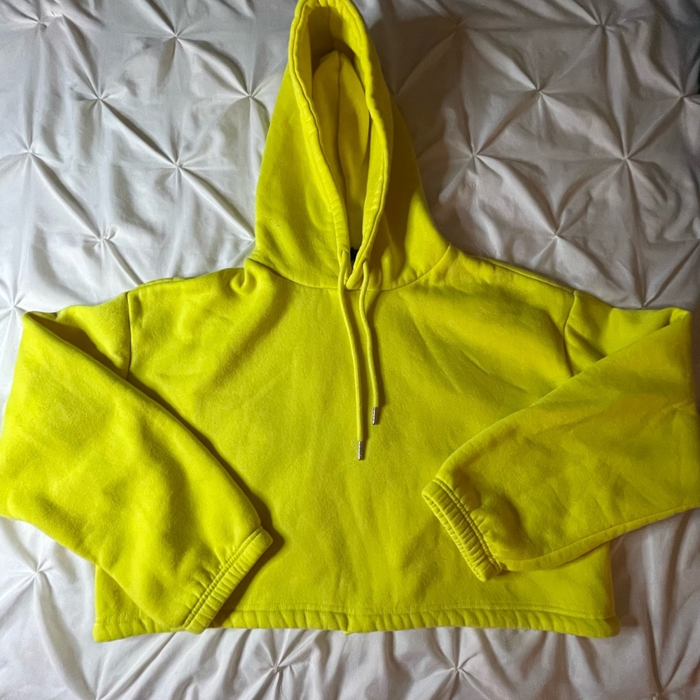 yellow cropped hoodie